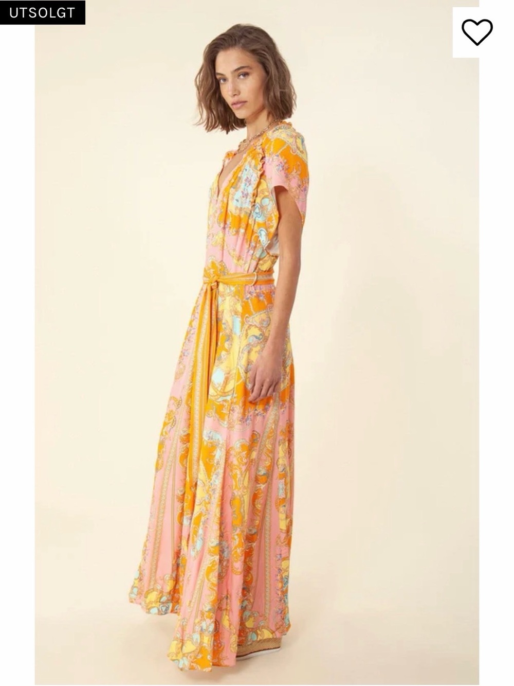 Hale Bob Feya Colorful Boho Baroque Print Maxi Dress with Tie Waist  Sz XL
